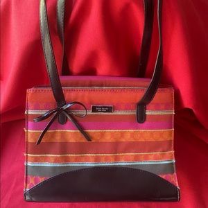 Vintage Kate Spade Pink Striped Tote with Bow